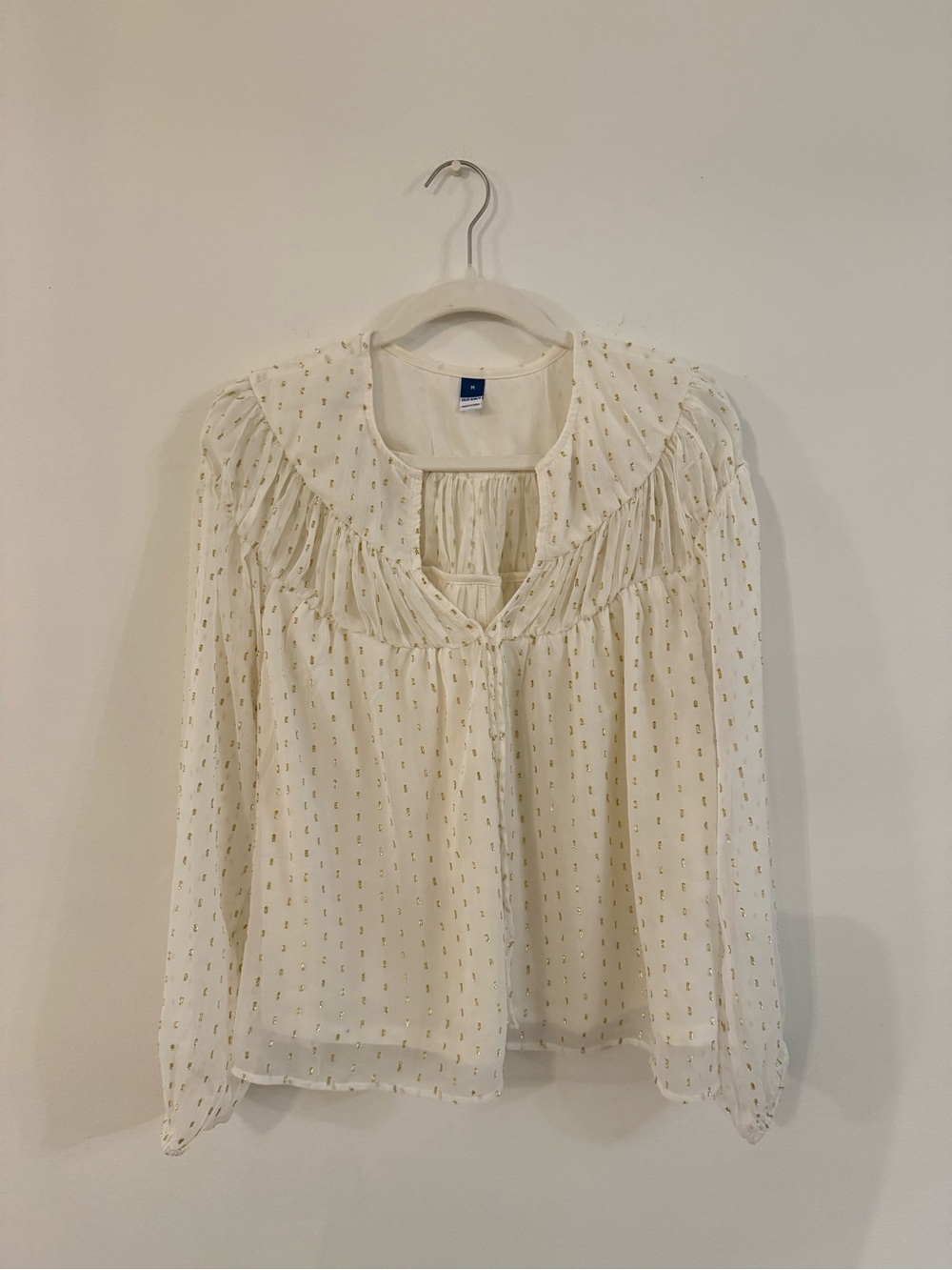 Women's Cream Ruffle-Neck Blouse